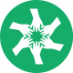 Icon of hands in a circle on a green background