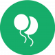 Icon of two balloons on a green background