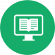 Icon of a book inside a computer on a green background